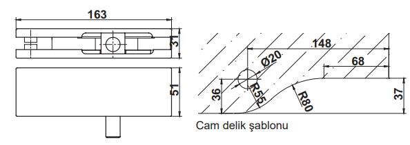 Hafele D Üst Cam Kasa Parçası Paslanmaz Çelik Mat