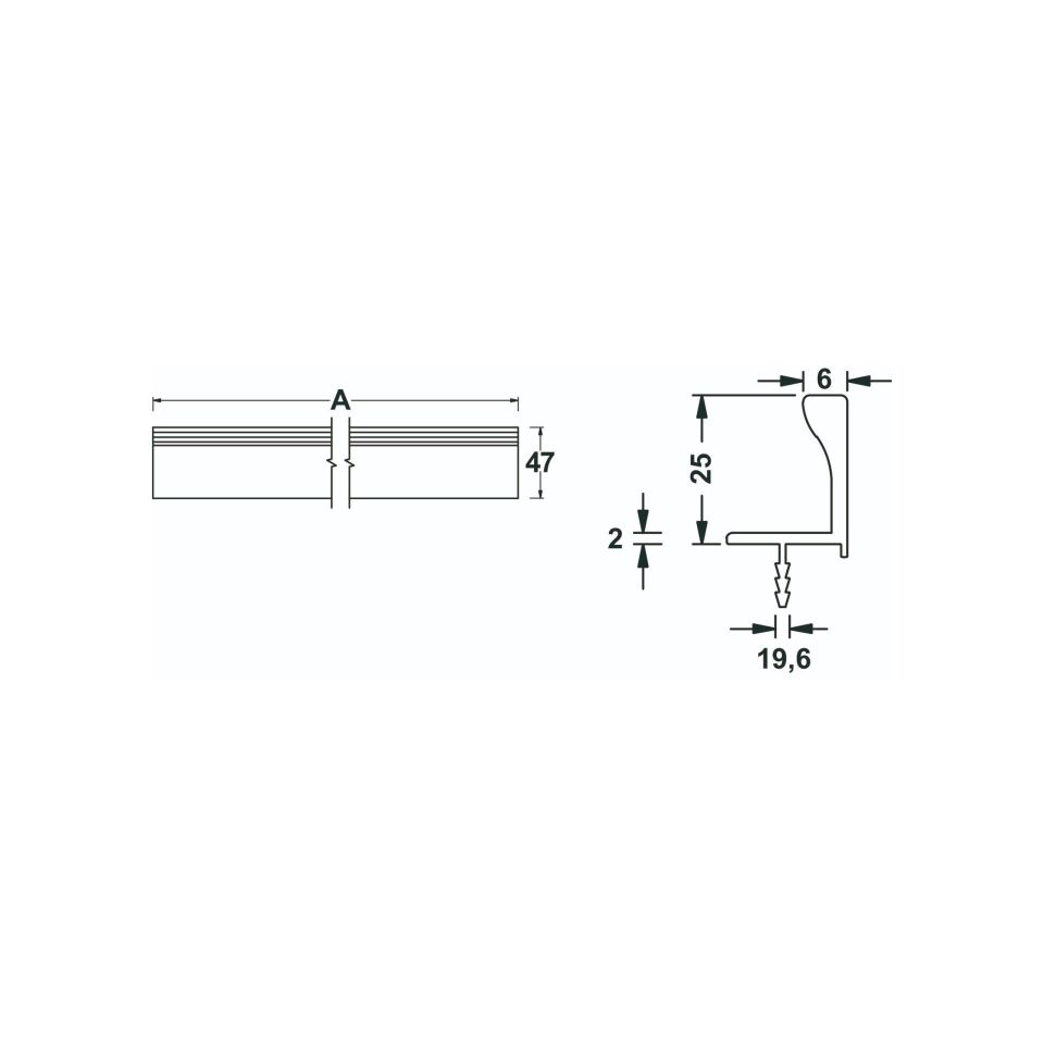 Hafele LOOP Profil Kulp Parlak Krom 2900mm