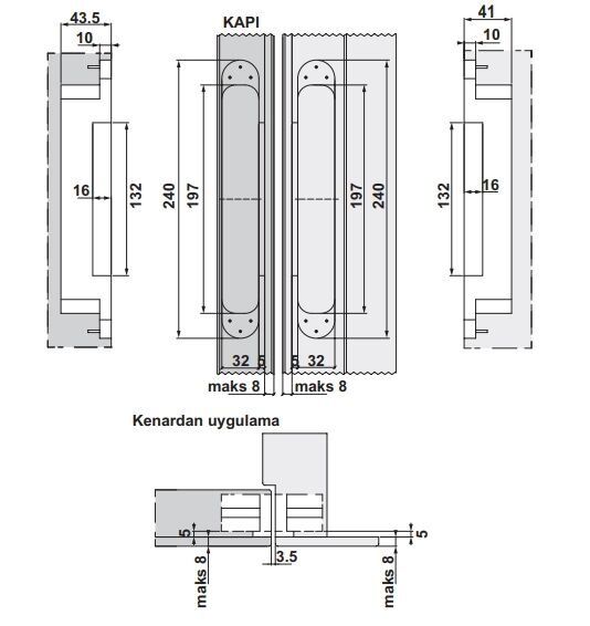 Hafele CDH 160 Gizli Menteşe Mat Nikel 160kg