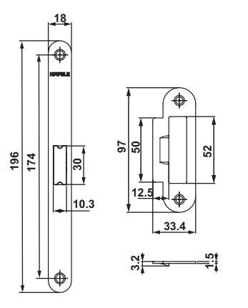 Hafele H50.08 Oda Tipi (CB) Dilden Kilit Parlak Altın 50/18/90mm