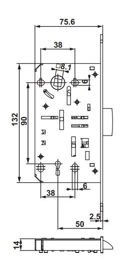 Hafele H50.08 Oda Tipi (CB) Dilden Kilit Parlak Altın 50/18/90mm