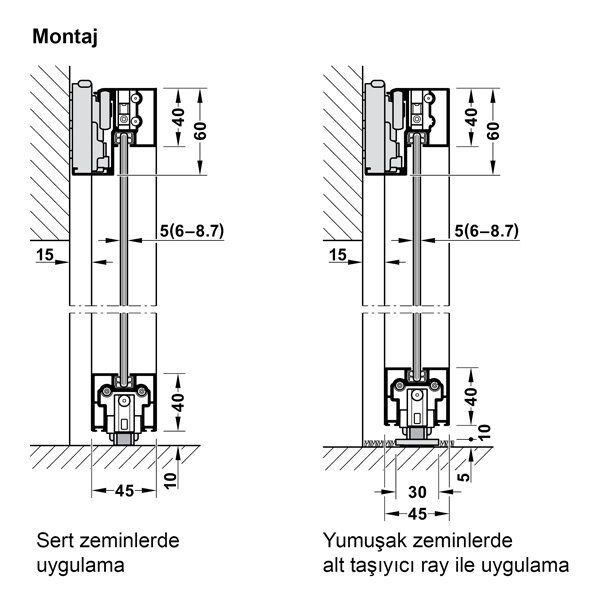 Hafele Slido D-Line43 80N Alüminyum Çerçeveli Kayar Kapak