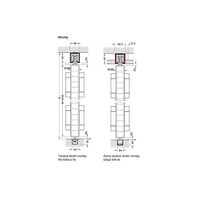 Hafele Fold100-T Kayar Kapı İlave Donanım Seti