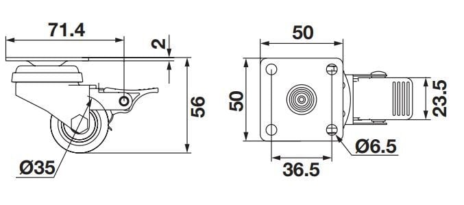 Hafele PESANTE Plakalı Frenli Tekerlek Turuncu  Ø35x54mm
