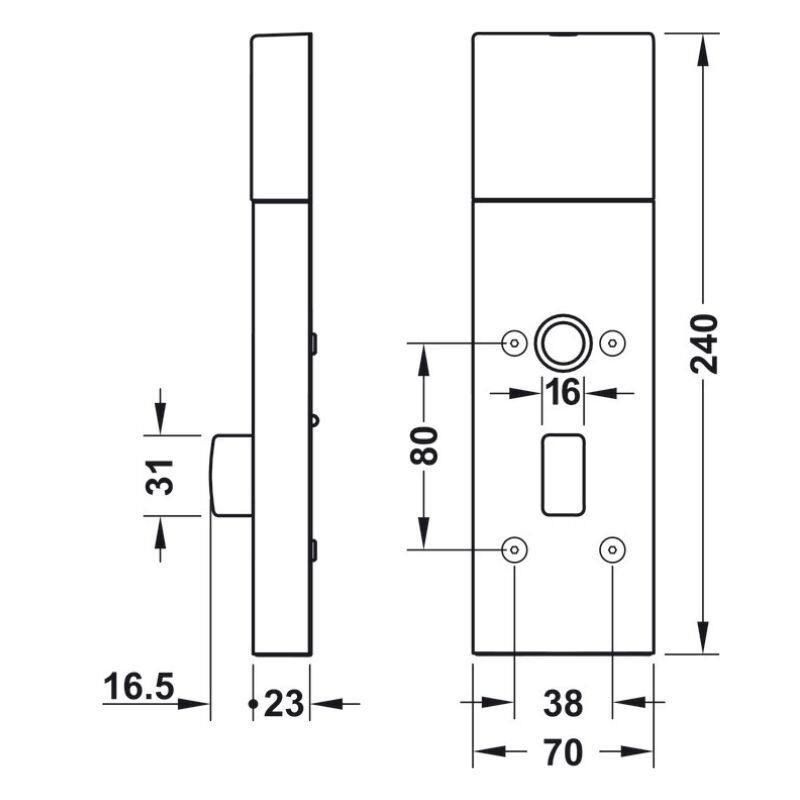 Hafele DT7 İç modül, mandallı, L, mat siyah