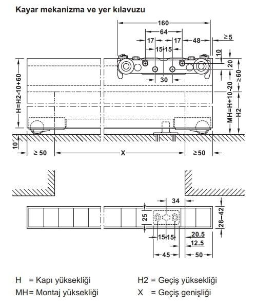 Hafele Design 80-M Ahşap Kayar Seti 1100mm
