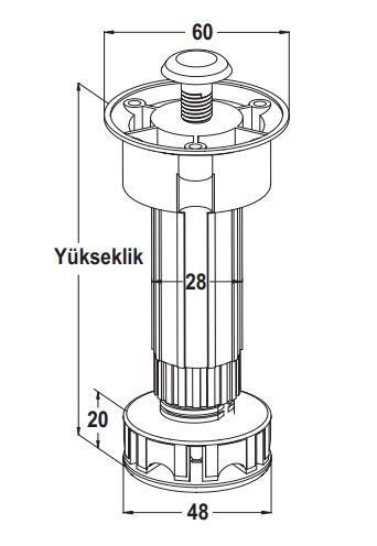 Hafele PFT02 Baza Ayağı Beyaz 80mm