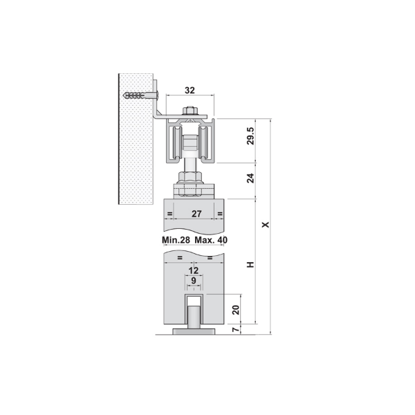 Hafele Slide 50-P Ahşap Kayar Kapı Seti 50kg
