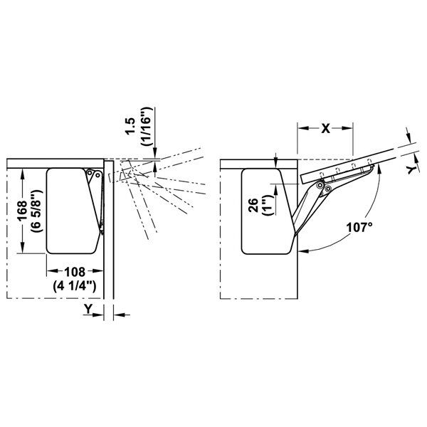 Hafele Free Flap 1.7 Makas Gövdesi C, Nikel Renk