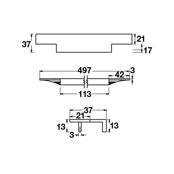 Hafele Profil Kulp Stairway2 497mm Mat Siyah
