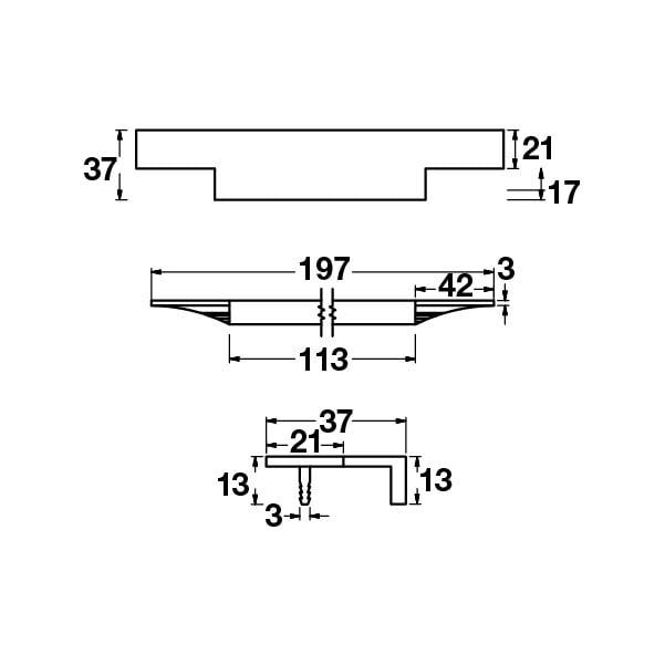 Hafele Profil Kulp Stairway2 197mm Mat Siyah