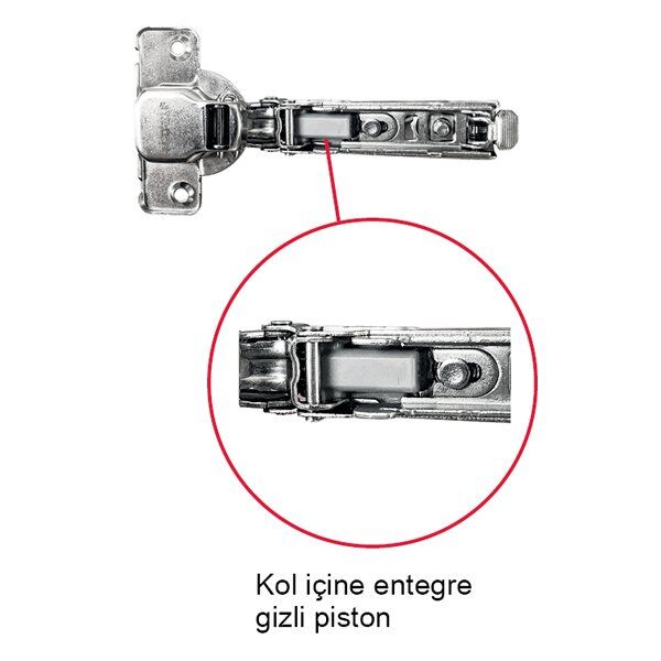 Hafele Metalla 110 Tas Menteşe Yavaşlatıcılı Yarım Deve 48/6