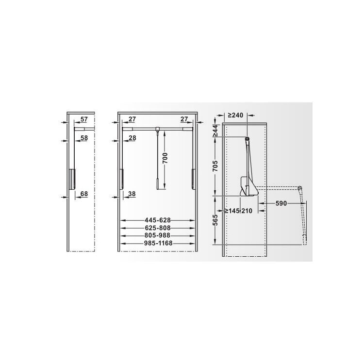 Hafele Kesseböhmer Conero 985–1168 mm Giysi Asansörü