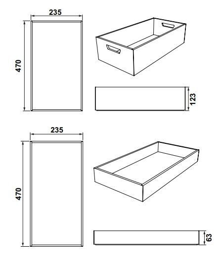 Hafele LEGRO Ahşap Çatal Kaşıklık Koyu Meşe 235x470x123