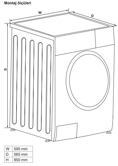 Hafele ORION Kurutmalı Çamaşır Makinası Solo 10/7kg Gri