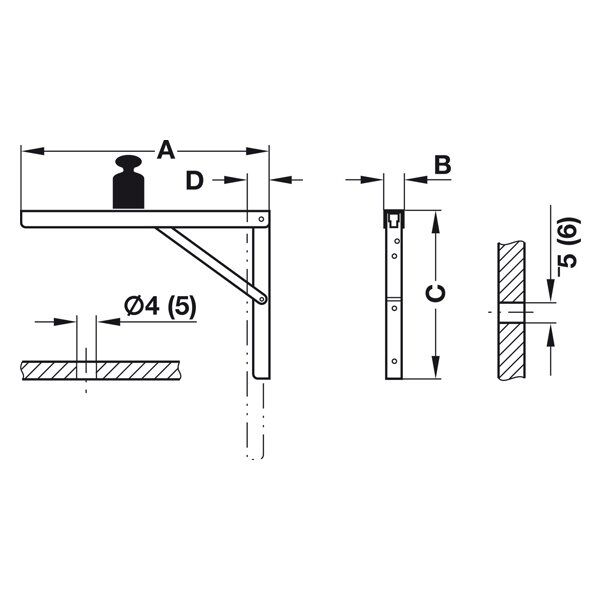 Hafele Katlanır Konsol Çel.Bey.      300Mm
