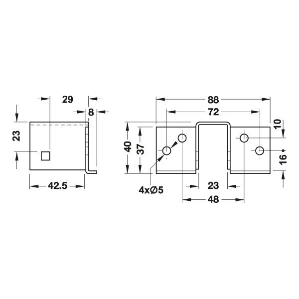 Hafele Karyola Baza Bağlantısı 23Mm