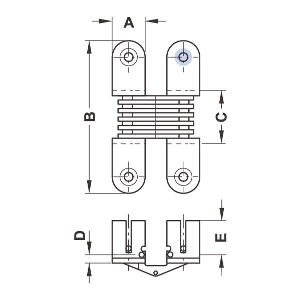Hafele Gizli menteşe pirinç parlak 12x39mm