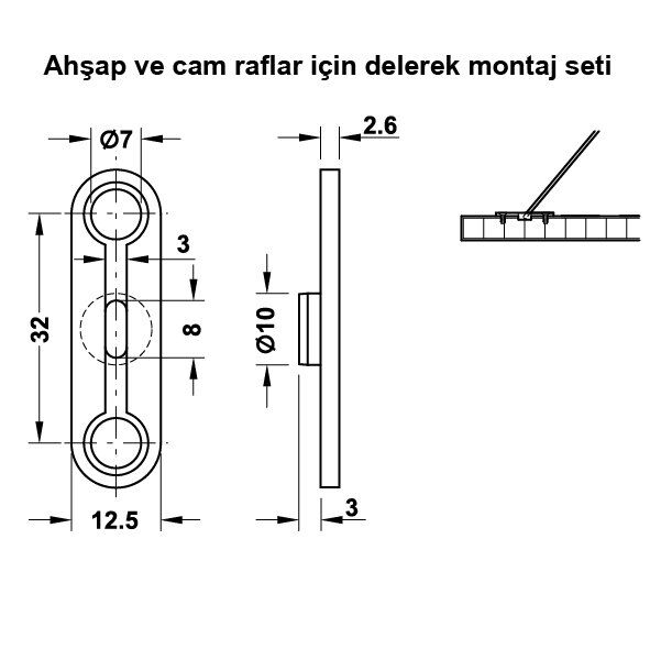 Hafele Brıgde Raf Tutucu Nikel Mat 210mm