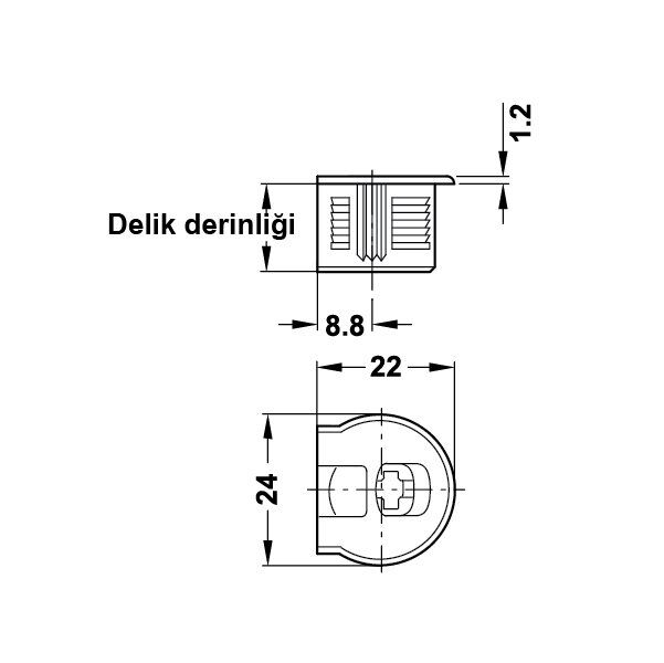 Hafele Rafix 20 Gövde Nikel Kaplama 19Mm (100 Adet)
