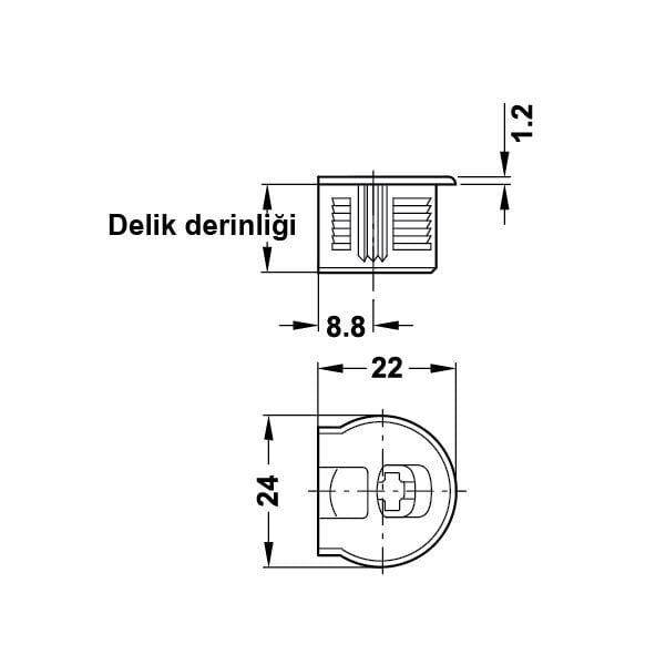Hafele Rafix 20 Gövde Nikel Kaplama 16Mm (100 Adet)