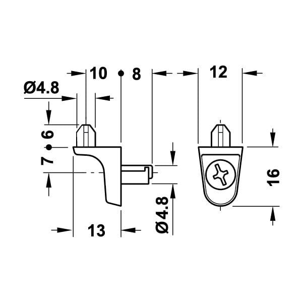 Hafele Raf Pimi Kilitli 4,8mm 75kg (100 Adet), Nikel