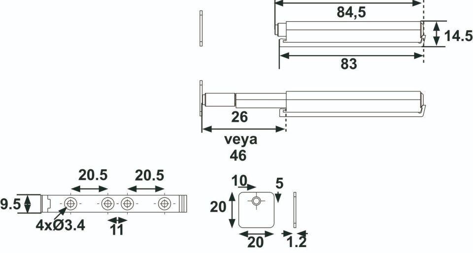 Hafele Magnet S Mıknatıslı Bas-Aç, Beyaz