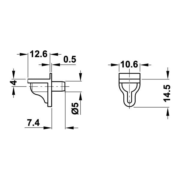 Hafele Raf Pimi Plastik 5mm 80kg (100 Adet), Şeffaf