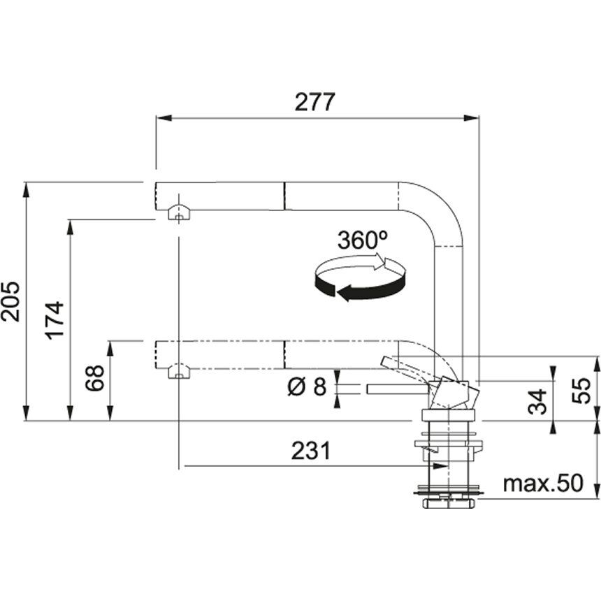 Franke Active Window Doccia Eğilebilen Armatür, Krom