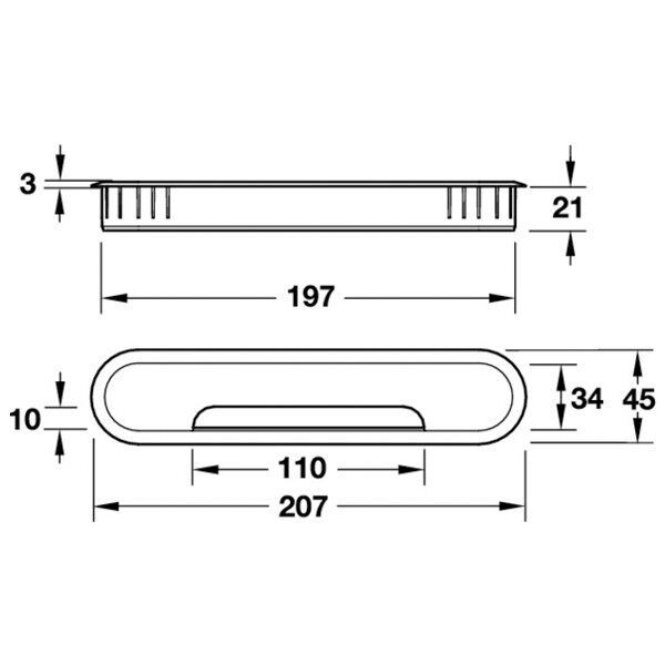 Hafele Kablo Kapağı Oval 207 x 45 mm 2 Parçalı