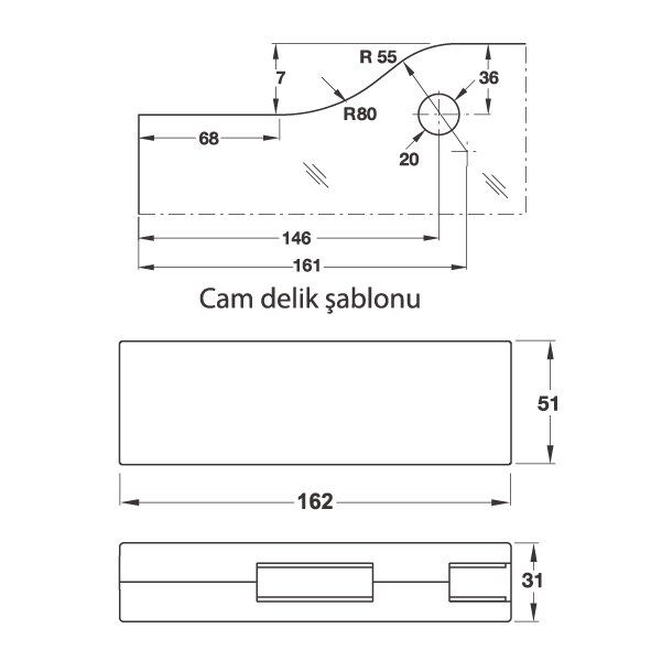 Hafele Kilit Karşılığı Paslanmaz Çelik Parlak