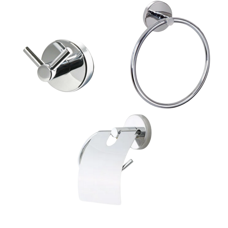 Polo Üçlü Set (kağıtlık, Havluluk, Askılık)-Krom