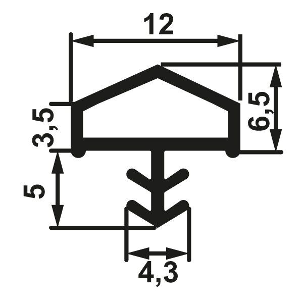 Hafele F03 Ortadan Basan Çatı Tipi Kapı Fitili 12mm, Meşe Renk (100 Metre)