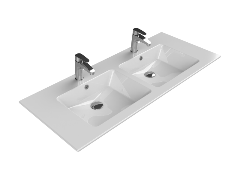 İbiza Serisi Etajerli Lavabo 121*51 cm Çift Hazneli