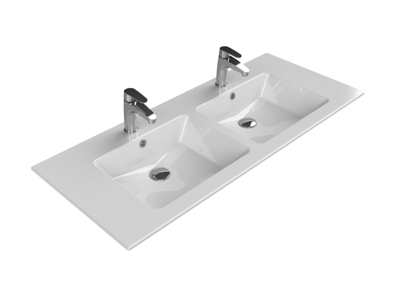 İbiza Serisi Etajerli Lavabo 121*51 cm Çift Hazneli