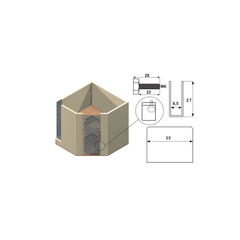 Hafele Sauna Cam Kapı Tutma Plakası,Parlak Krom