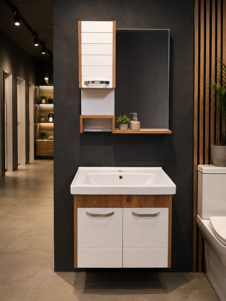 Silyon 65 Cm Banyo Dolabı Takımı