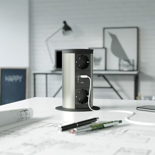 Hafele Priz Step 2 1 Priz/Ups/Cat6/HDMI Antrasit Renk