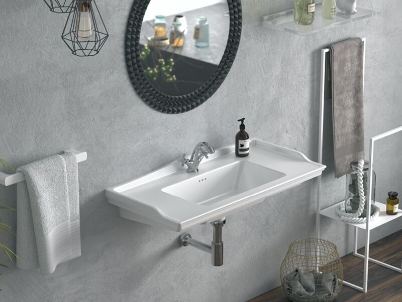 Kapadokya Serisi Etajerli Lavabo 100*48 cm Beyaz