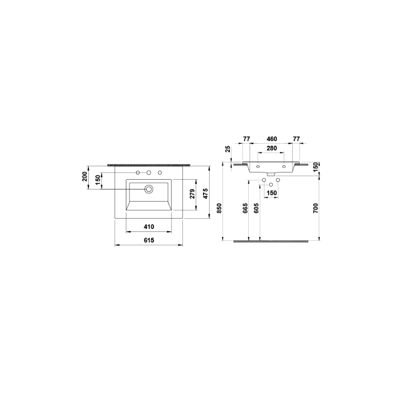 Hafele Banyo Lavabosu Tierra 60 615x475mm Parlak Beyaz Renk