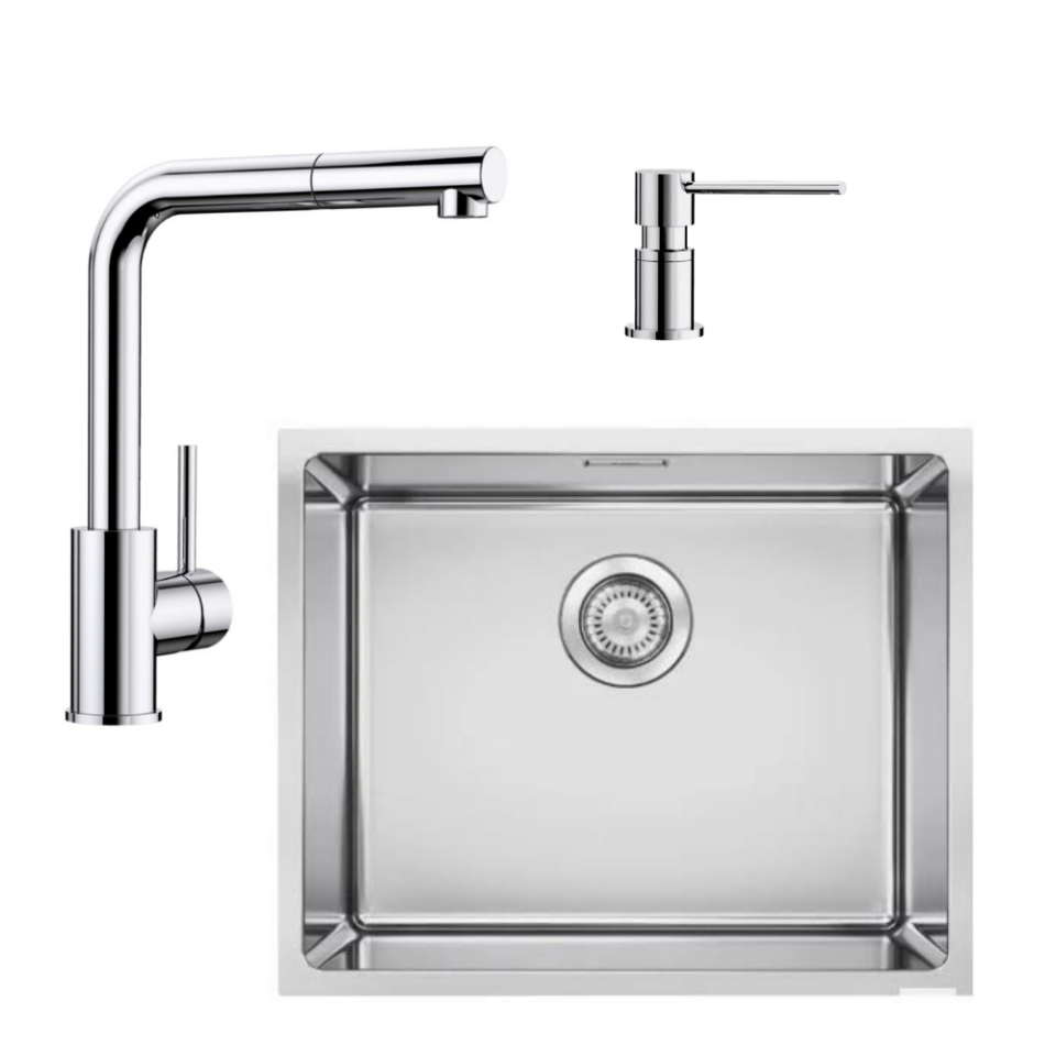 BLANCO QUATO 500-U Evye Seti - MILA - S HP Krom Batarya + LATO Krom Sabunluk
