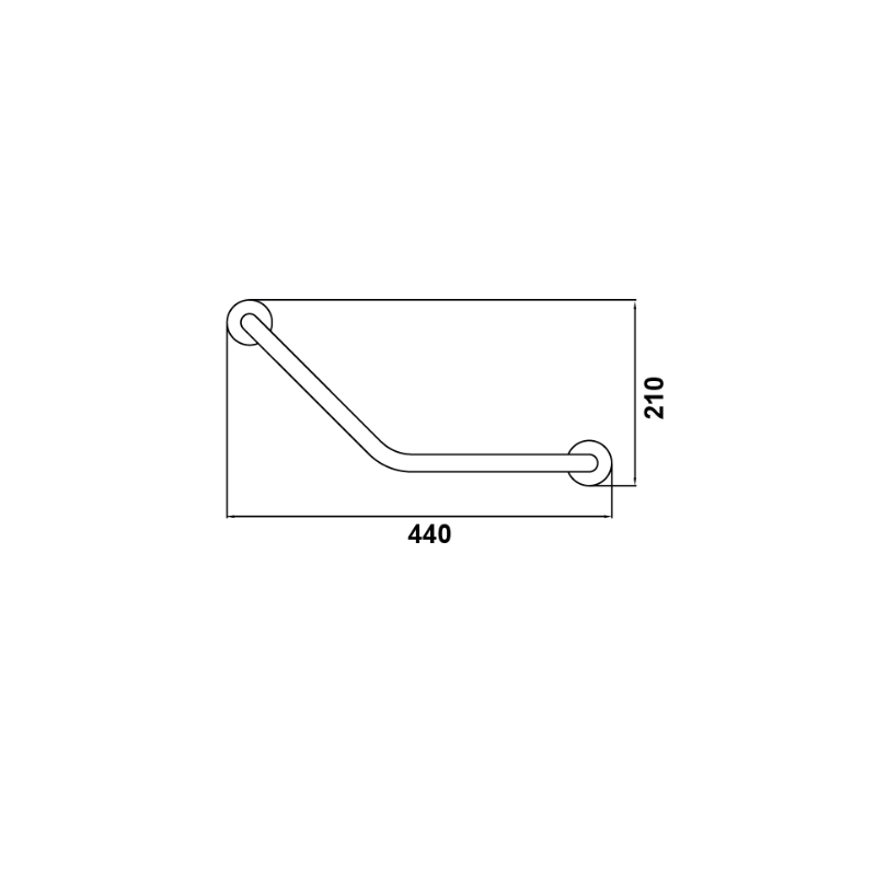 Hafele Açılı tutamak, mat siyah, 440mm