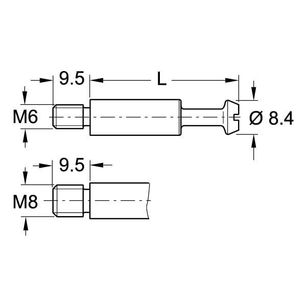 Hafele Maxifix-E Mil 35/M8 /9,5mm (10 Adet), Galvaniz