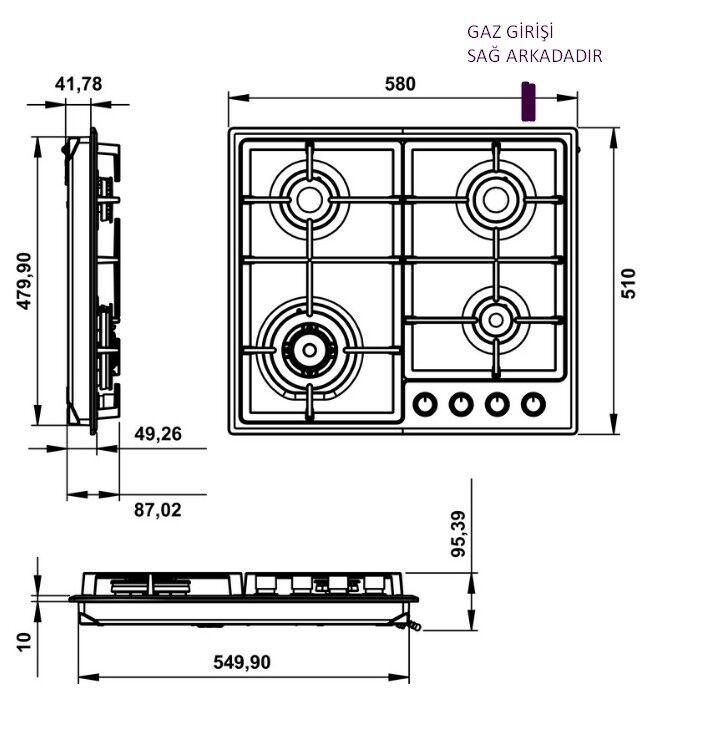Hafele Gazlı Ocak Contempo 60 cm Inox