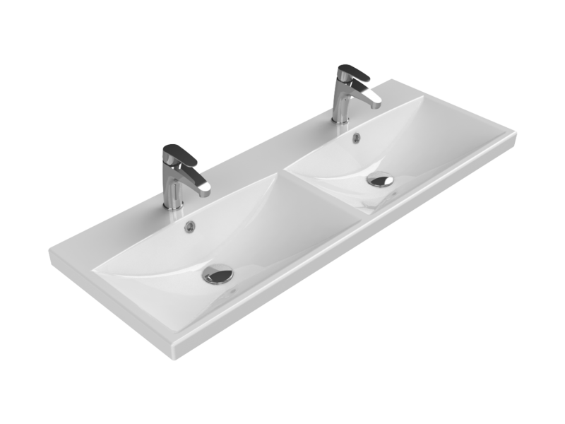 Elite Serisi Etajerli Lavabo Clean Active(Antibakteriyel) 120*45 cm Çift Hazneli