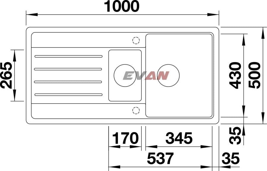 Blanco Granit Eviye Legra 6S Tezgah Üstü 1,5 Gözlü Damlalıklı Gri