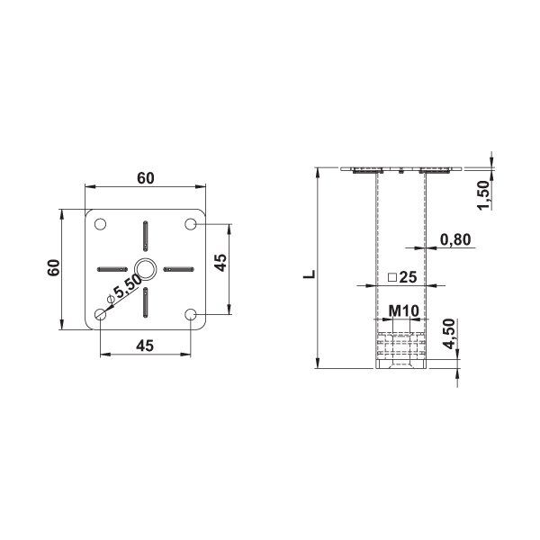 Hafele Mobilya Ayağı Kub 25 Ral9006 100mm Siyah Renk