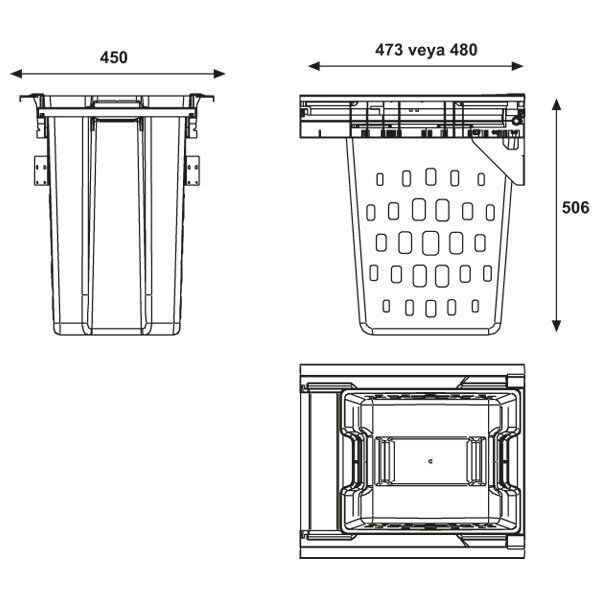 Hafele Çamaşır Sepeti Laundry 450 mm Beyaz