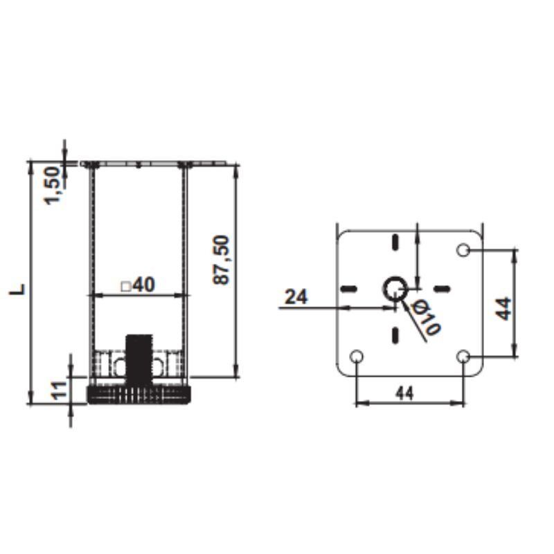 Hafele Mobilya Ayağı Ares 2 40x200mm Mat Krom Renk
