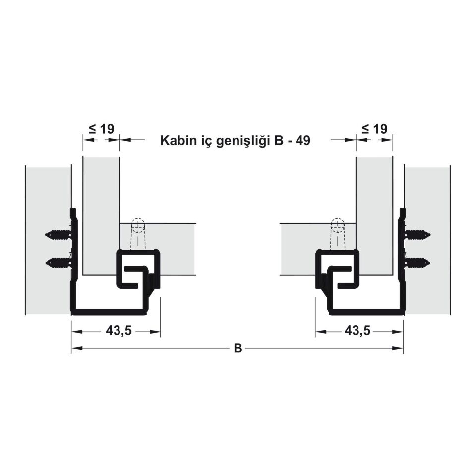 Hafele Pow, Tek Açılım Yavaşlatıcılı Gizli Ray 450mm